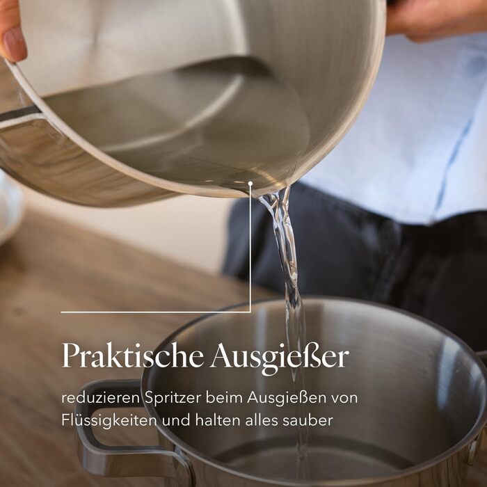 Набір посуду FLORINA 4 предмети Нержавіюча сталь 18/0 Кришка із загартованого скла Для індукційних, газових, електричних та керамічних варильних поверхонь Можна мити в посудомийній машині Високоякісний набір посуду для кожної кухні (8 предметів, Smart)