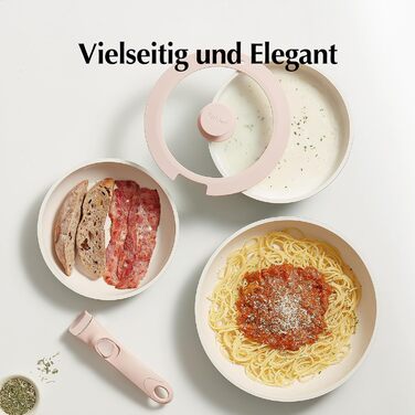 Набор кухонной посуды с керамическим антипригарным покрытием, 16 предметов, розовый Redchef