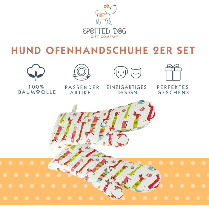 Набір з 2 рукавичок для духовки 35 х 17 см, різнокольоровий SPOTTED DOG GIFT COMPANY
