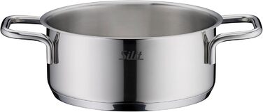 Набір посуду Silit Extra Cook каструлі 12/14 см зі скляною кришкою, внутрішньою мірною шкалою, широким обідком для зручного зливання, з нержавіючої сталі Crominox, для невеликих порцій, компактно складаються, запобігають розтіканню (каструля для смаження,