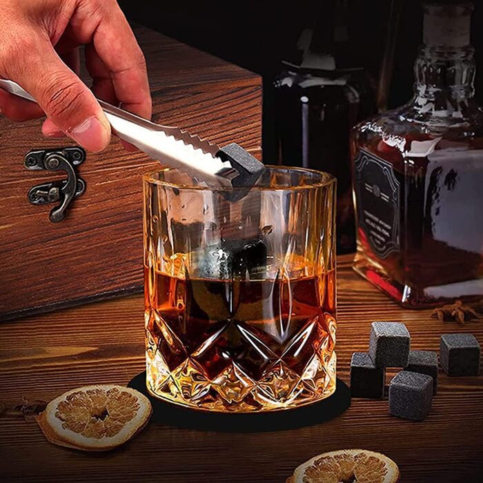 Подарочный набор для виски, 8 камней для виски с 2 бокалами для виски ZBPASL