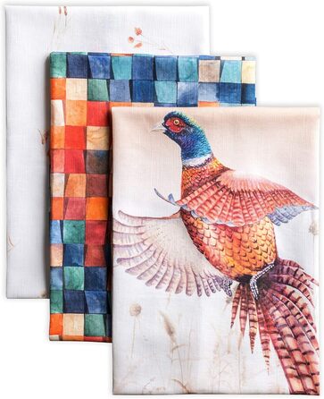 Набір із 3 багатоцільових кухонних рушників Барні рушники День подяки/Різдво (50 см x 70 см) (04 - Осінній фазан, 50 x 70 см (набір із 3 шт.)), 39 Hermine Noel
