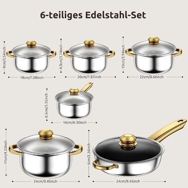 Набір каструль та сковорідок 12 предметів Mihoho