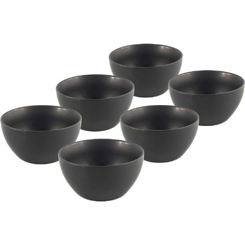 Фарфоровая Тарелка Столовая 26,5 см черная - Набор из 6 шт. - Фарфоровая тарелка Плоская (Миска для хлопьев / 14 см)