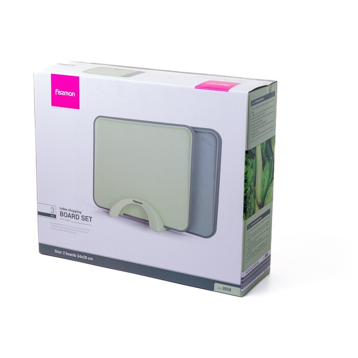 Набір з 2-х обробних дощок 38 х 28 см на підставці Fissman