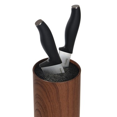 Підставка Fissman для кухонних ножів та ножиць 11x22 см кругла, колір ДЕРЕВО пластик (12876)