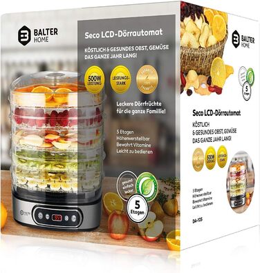 Дегідратор на 5 полиць, 500 Вт з LCD дисплеєм Balter