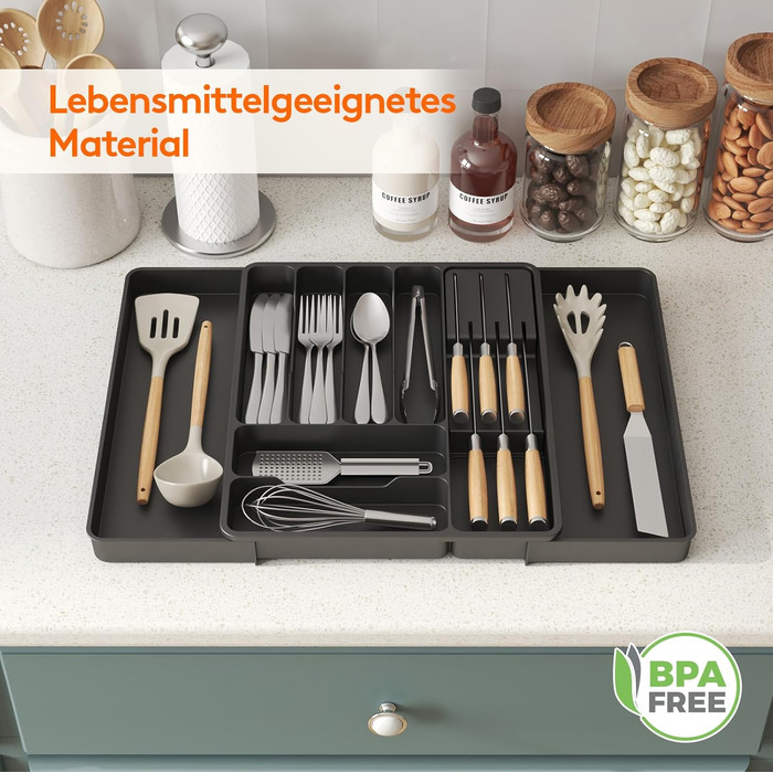 Органайзер для столових приладів 60 х 40 х 4,6 см 2 шт чорний Lifewit