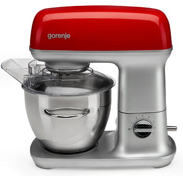 Gorenje Кухонна машина 1000Вт, чаша-метал, корпус-метал, насадок-7, сріблясто-червоний
