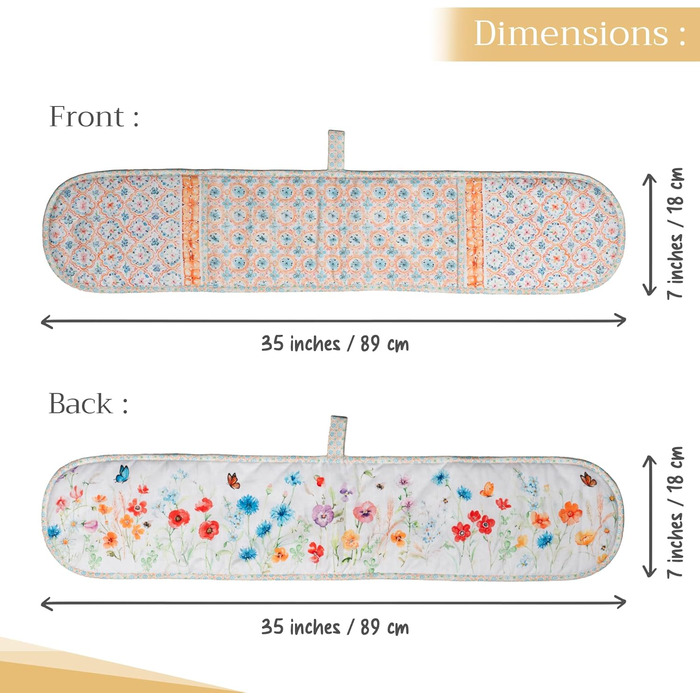 Рукавички для духовки Maison d&39 Hermine, Прихватки для каструль, 100 бавовна, термостійкі кухонні рукавички, рукавички для духовки (19 см x 33 см) та прихватки для каструль (20 см x 20 см) для приготування їжі, Морзін - Рукавички для духовки на День под