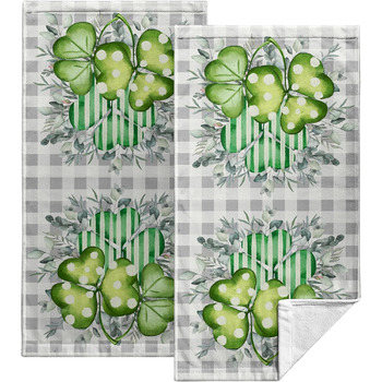 Різдвяні кухонні рушники Kwlegh, рушник для рук, різдвяна ялинка, цукерка-тростина, сніжинка, рушник для пальців, набір з 2 шт. , милий чоловічий банний рушник, високопоглинаючі рушники, 36 x (Щаслива конюшина)