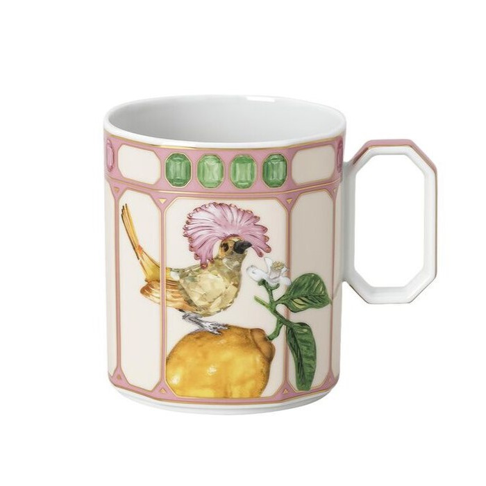 Кухоль з ручкою 0,39 л Королівська мухоловка в рожевій рамці, IDYLLIA Swarovski x Rosenthal