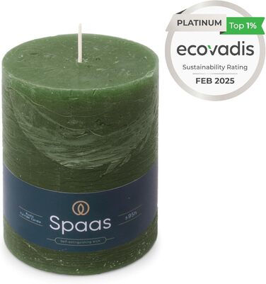 Свічка Spaas Rustic Pillar, 100/130 мм, 95 год, чорна (темно-зелена)