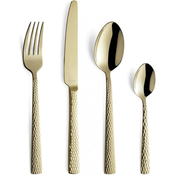 Набір столових приборів Amefa PVD Felicity, чорні столові прибори, столові прибори з 24 предметів чорні, для 6 осіб, нержавіюча сталь 18/0, сталь леза 13/0, ручка з молотком, з ножем, виделкою, ложкою та кавовою ложкою (набір столових приборів, 24 шт. и, 