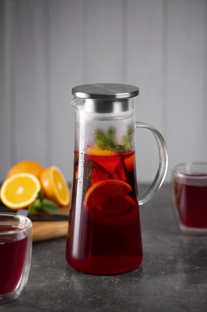 Кувшин ARDESTO с крышкой, 1400 мл, боросиликатное стекло, нержавеющая сталь