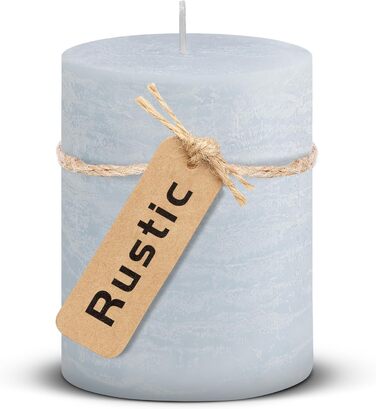 Набір із 4 свічок-стійок Brandsseller 7 x 10 см фарбовані та виготовлені з парафіну сільські свічки з тривалим часом горіння декоративні свічки для прикраси столу, Різдва та вечірок (7 x 10 см набір із 4 шт. , світло-блакитний)