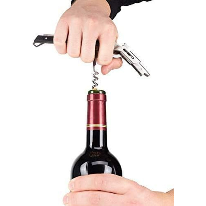 Штопор Peugeot з різаком для капсул, відкривачкою для пляшок і кріпильним кільцем, клавелін, нержавіюча сталь / ABS, 14 см, 200428