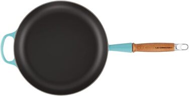 Сковорода чавунна 28 см з дерев'яною ручкою, бірюзовий Signature Le Creuset