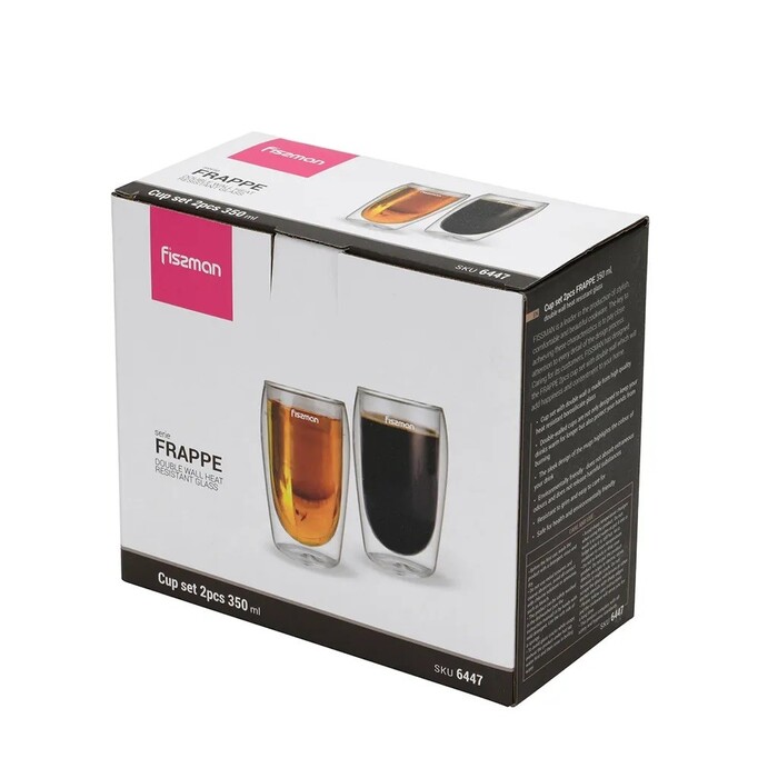 Комплект з двох склянок Fissman FRAPPE 350 мл жароміцне скло з подвійними стінками (6447)