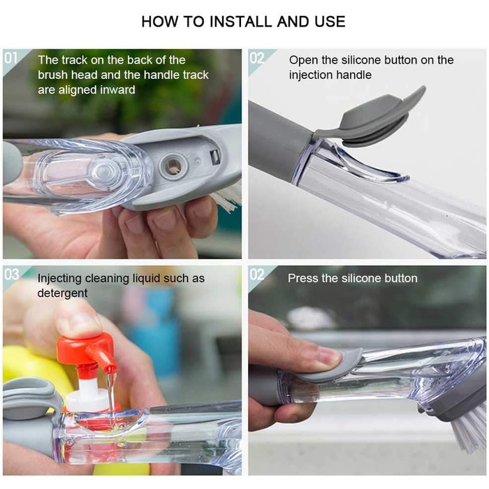 Щітка для посуду з 6 змінними головками 23,5 см AMZMUKAUP