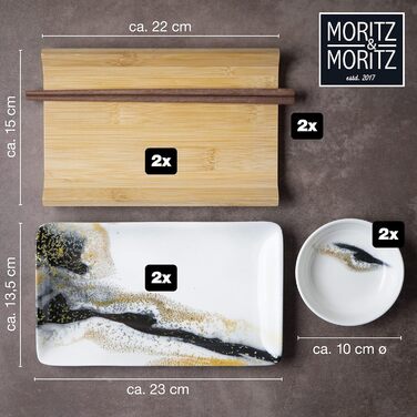 Набор посуды для суши на 2 персоны, 10 предметов, Black/Gold Gourmet Moritz & Moritz
