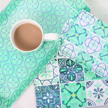 Набір пробкових підставок під тарілки Kitchen Craft Green Tile, 40 х 29 см, 4 шт.