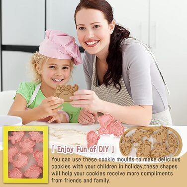 Набір формочок для печива WishesMar Різдвяний пряниковий будиночок, 18 шт. , формочки для печива у формі 3D мультфільмів для зими, свят - форми для печива з нержавіючої сталі для випічки, самостійного виготовлення, святкового декору (формочки для печива D