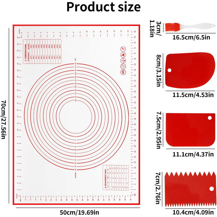 Силіконовий килимок для випічки 70 х 50 см червоний Behiruch