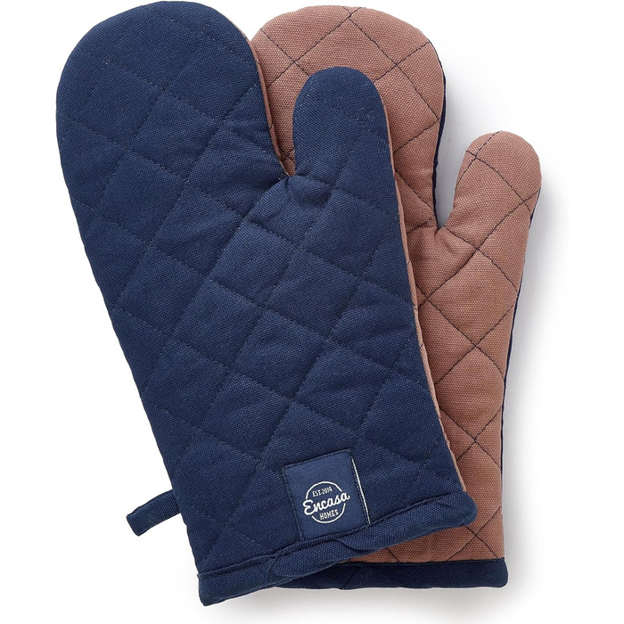 Рукавички для духовки та мікрохвильової печі Encasa Homes Extra Long (2 шт.) для кухні - Силіконові сріблясті, термостійкі - Захищають руки від гарячого обладнання - (18 x 30 см, шотландсько-блакитні)