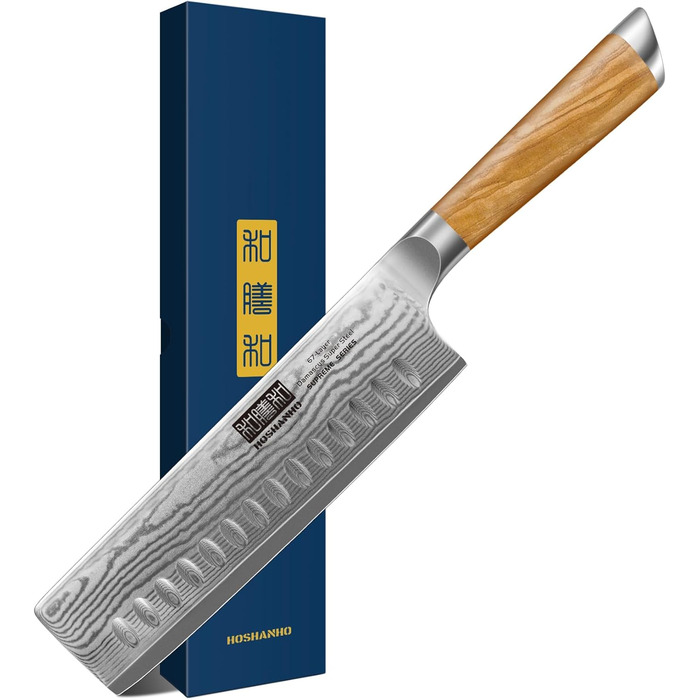 Кухонний ніж HOSHANHO Damascus 20 см, 67 шарів Дамаська сталь Кухарський ніж, дуже гострий японський ніж з ергономічною оливковою ручкою