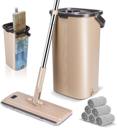 Набір швабр та відром з 6 накладками з мікрофібри коричневий Myiosus