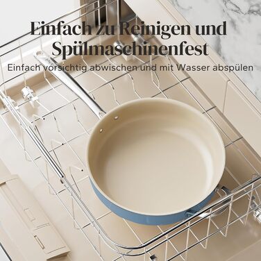 Сковорода с керамическим покрытием и стеклянной крышкой 28 см, синяя Redchef