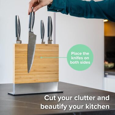Блок ножів Coninx магнітний двосторонній Тримач для ножів магнітний без ножа Тримач для кухонних ножів із сильним магнітом Магнітна дошка для ножів з обох сторін Нековзний Волоський горіх (бамбук)
