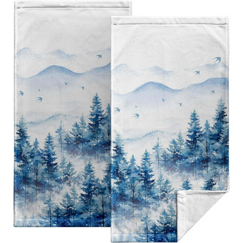 Різдвяні кухонні рушники Kwlegh, рушник для рук, різдвяна ялинка, цукерка-тростина, сніжинка, рушник для пальців, набір з 2 шт. , милий чоловічий банний рушник, високопоглинаючі рушники, 36 x (Сніжний ліс)