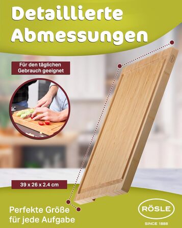 Обробна дошка 39 x 26 см, бамбук Basic Line Rosle