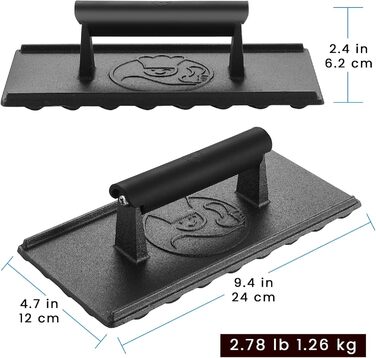 Г Розбивачка для бургерів з термостійкою ручкою Прес для бургерів, який можна мити в посудомийній машині Професійний прес для пиріжків ідеально підходить для смаження м&39яса на грилі Прес для бургерів Smash (чавунний прес для гриля), 839