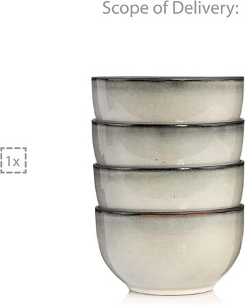 Співачка Набір десертних боулів Capri, набір десертних чаш з 4 предметів з фаянсу, ємність 450 мл Набір десертних чаш 4 шт.