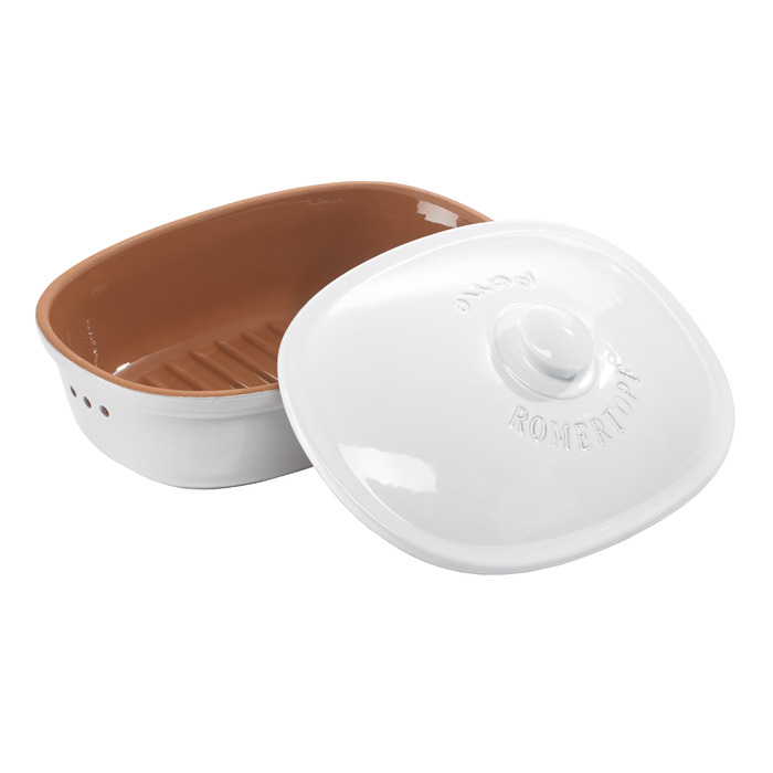 Горщик для зберігання хліба овальний 30 х 21 х 15 см білий Römertopf