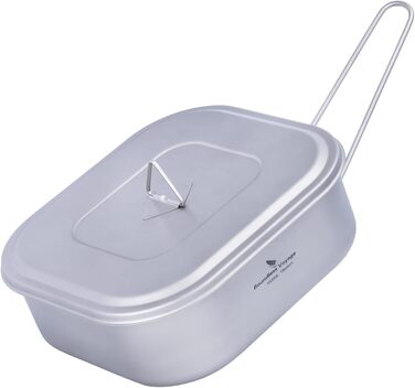 Титанова військова каструля для кемпінгу з кришкою та відкидною ручкою 1л. iBasingo