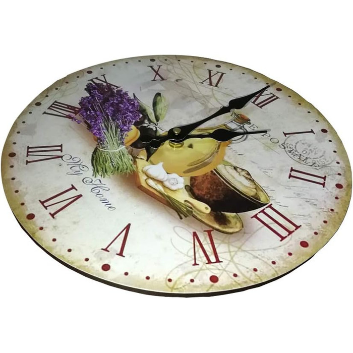 Настінний кухонний годинник YOAI, вінтажний, потертий ШИК, античний, ностальгічний, сільський, кварцовий годинник з МДФ з безшумним механізмом, 12 дюймів/30 см Ø (кольоровий)