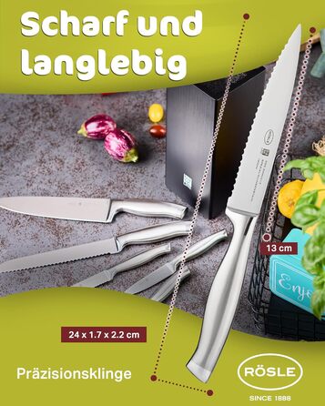 Високоякісний кухонний ніж 20 см для м&39яса, риби, птиці та овочів, нержавіюча сталь 18/10, ергономічна срібна ручка, гострий ніж для кухні (універсальний ніж)
