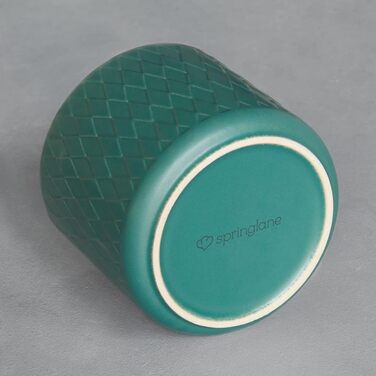 Керамічні банки для зберігання SPRINGLANE з дерев'яною кришкою м'ята, гумова дерев'яна кришка, ящики для зберігання, ящики для зберігання їжі - ( темно-зелений 10x9 см)