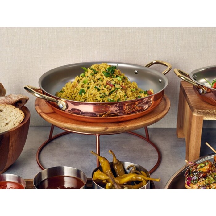 Сковорода для подачі 24.5*5 см, 1800 мл, кругла, мідне покриття GenWare