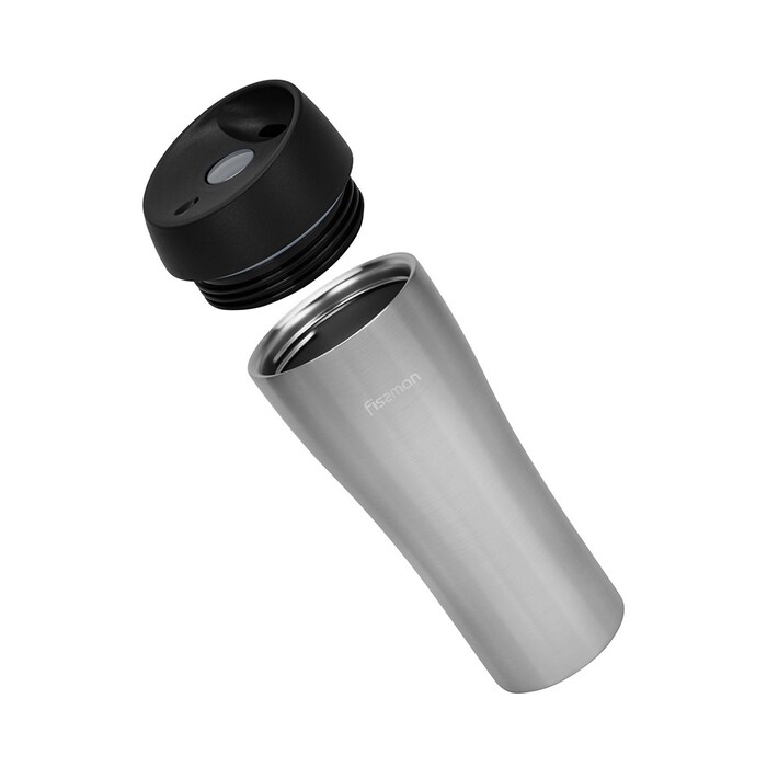 Термокухоль Fissman 420 мл, колір чорний нержавіюча сталь (9886)