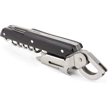 Штопор Peugeot з різаком для капсул, відкривачкою для пляшок і кріпильним кільцем, клавелін, нержавіюча сталь / ABS, 14 см, 200428