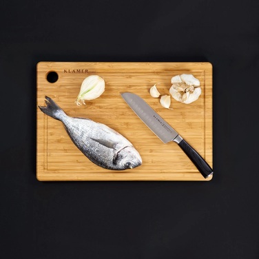 Нож сантоку 18 см с разделочной доской 45 x 30 см, набор 2 предмета Klamer