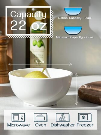 Набір з 4 мисок для супу 650 мл, білий DOWAN