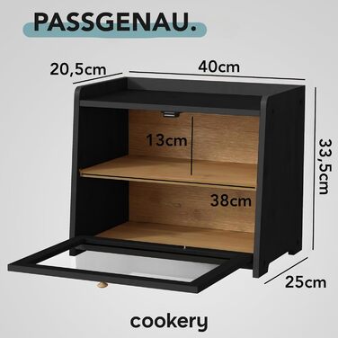 Хлібниця дерев'яна з 2 рівнями для зберігання хліба з бамбука 40 х 25 х 33,5 см Cookery