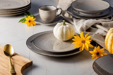 Набор посуды konsimo Combi на 6 персон Набор тарелок ALUMINA Modern 18 предметов Столовый сервиз - Сервиз и наборы посуды - Комбинированный сервиз на 6 персон - Сервиз для семьи - Посуда красочная Столовая посуда (Ностальгия Попель)