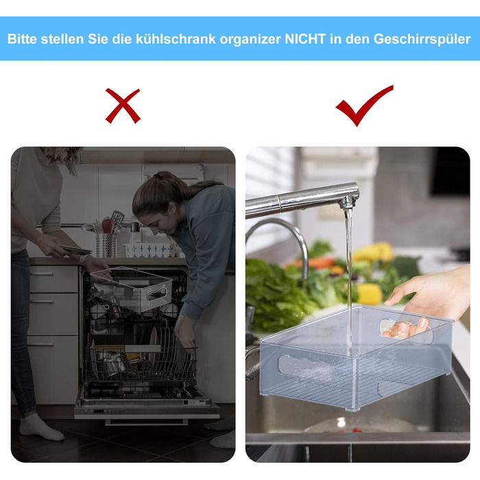 Набір холодильника-органайзера 9 упаковок (3 розміри) Холодильник-органайзер, кухонний органайзер для комори, морозильної камери, шафи, ящика, офісу (3 розміри-9 упаковок-синьо-сірий)